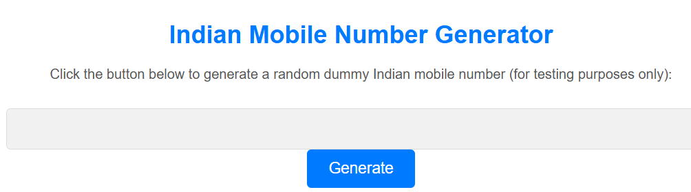 Indian Mobile Number Generator