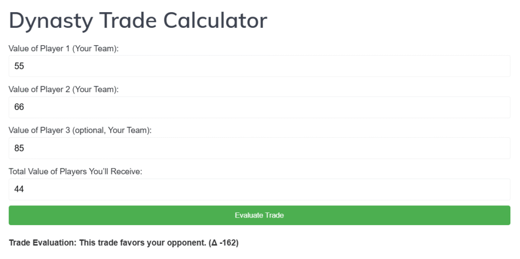 Dynasty Trade Calculator